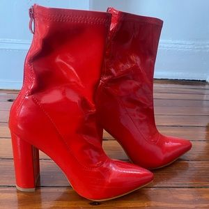 Red High Heel Ankle Boots